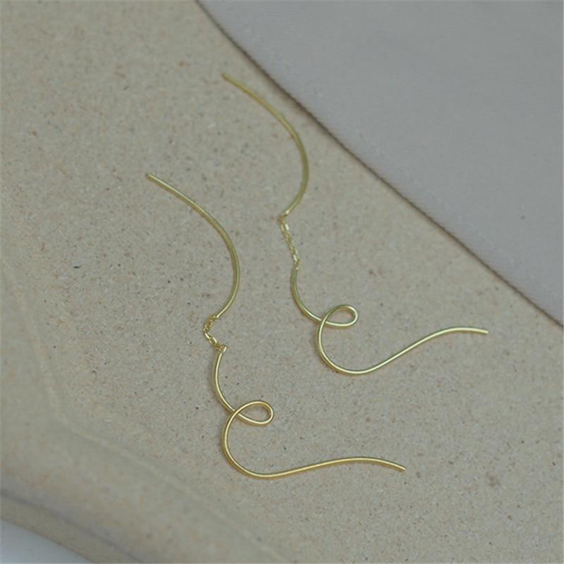 925 Sterling Silver Plating Twisted Geometric Heart-shaped Wave Earrings Women Punk Hip Hop Jewelry