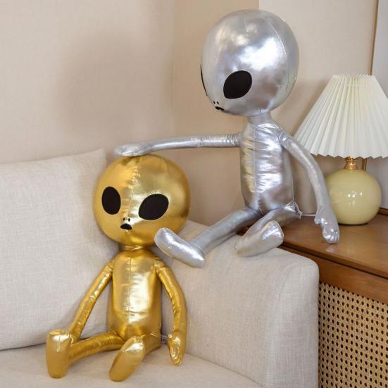 Металлическая плюшевая игрушка «Инопланетянин», забавная кукла с выражениями, глянцевая футуристическая мягкая игрушка, успокаивающая подушка для объятий, креативный подарок для детей и мальчиков