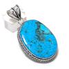 Tibetan Turquoise Gemstone 925 Sterling Silver Jewelry Pendant 2.21"