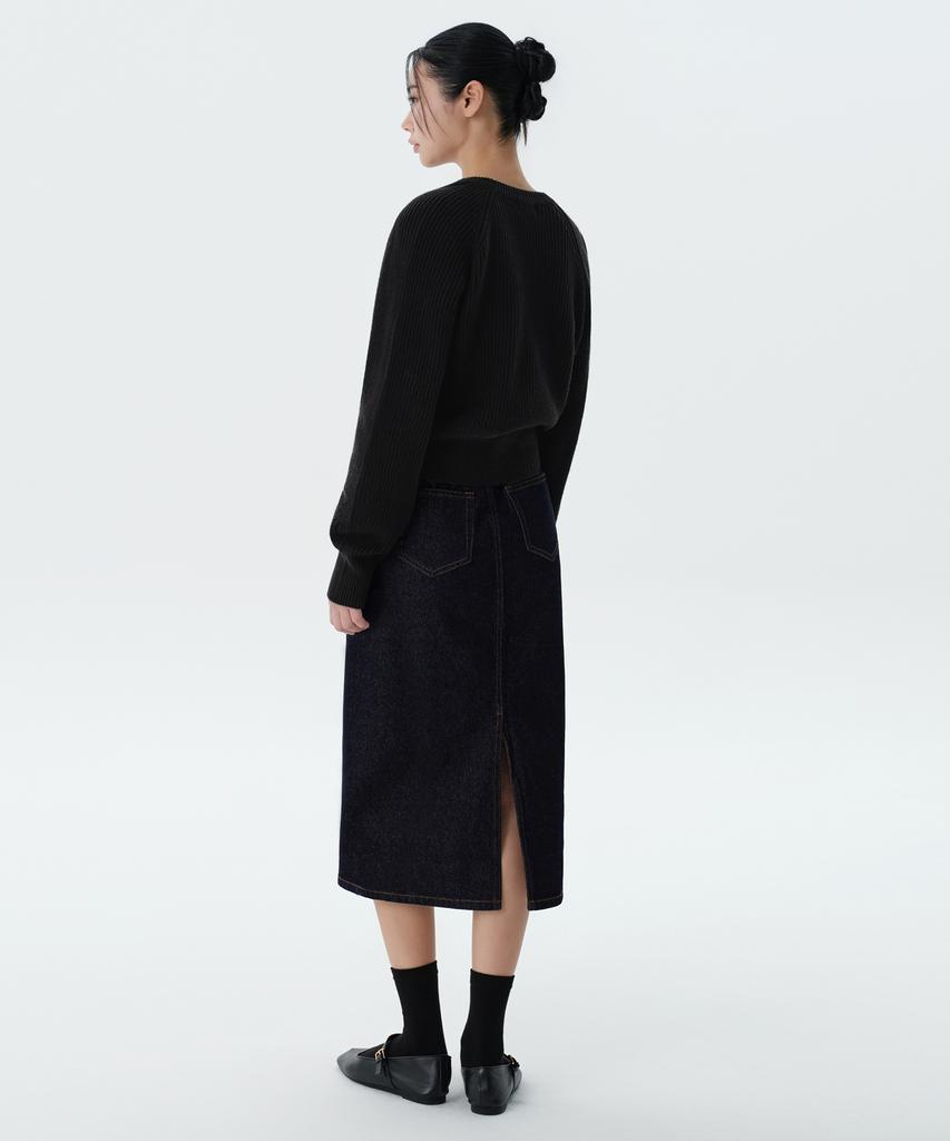 Musinsa Standard Woman Women'S Denim Midi Skirt [Deep Indigo]
