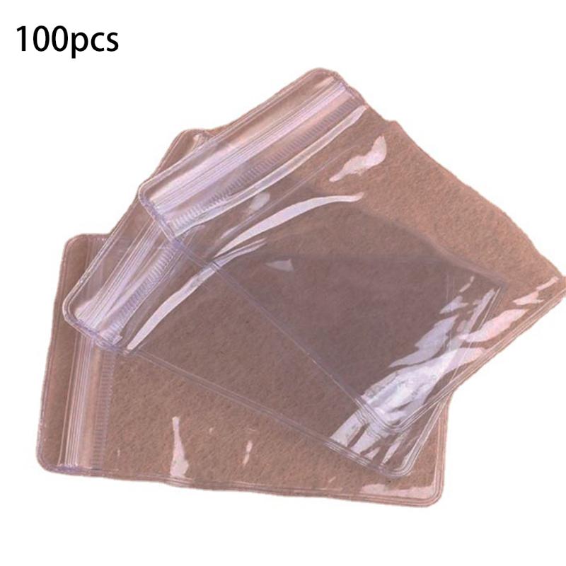 100pcs Clear Plastic Ziplock Storage Bag Jewelry Resealable Sealed Zipper Pouch