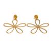 Yhpup Popular Style Stainless Steel Big Flower Hollow Drop Earrings for Women Waterproof Trendy Statement  Jewelry Accessories