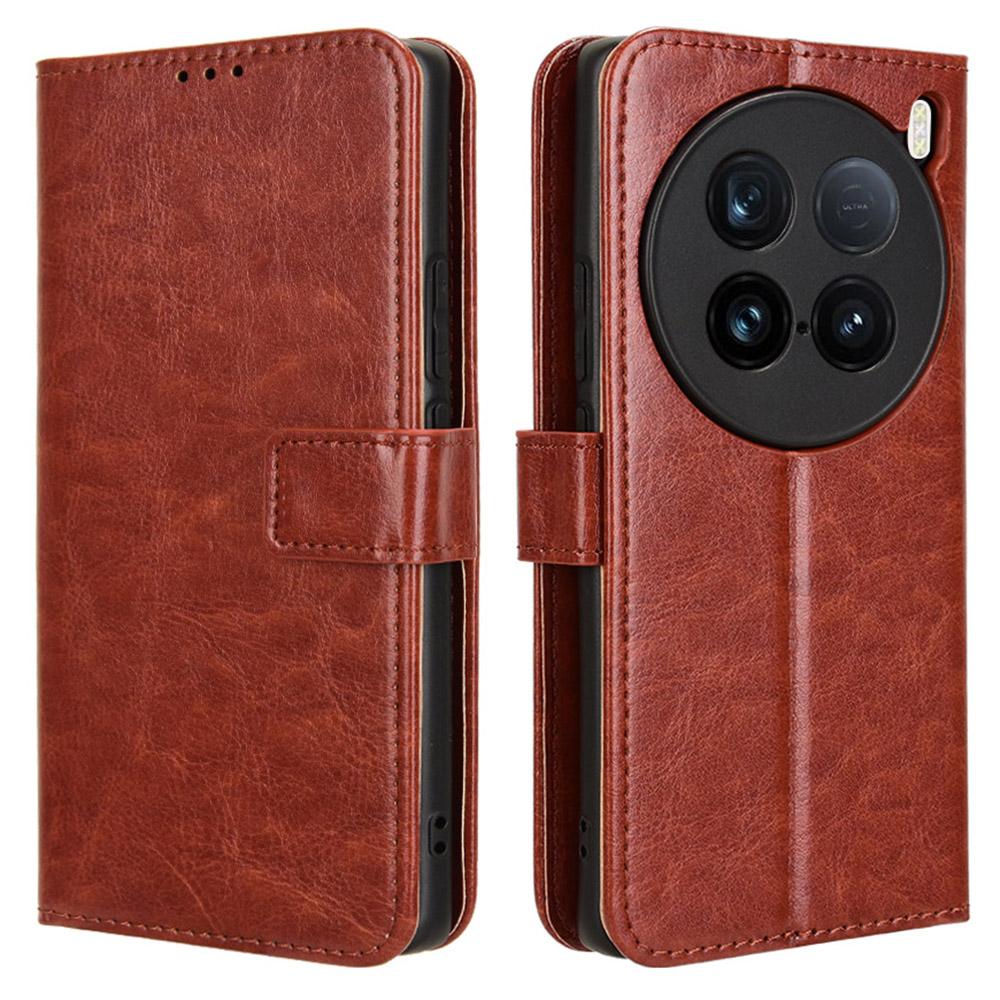 Для vivo X100 Ultra 5G Защитный чехол Кожаный кошелек Чехол для телефона Текстура Crazy Horse