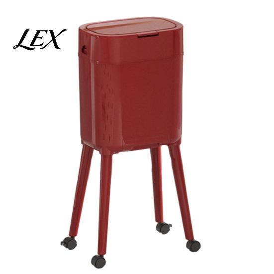 Compact Trash Bin for Home Can with Heightened Legs And Wheels, 16L Capacity Press on Lid Waterproof Waste Garbage Bin, Retro Style Container Kitchen