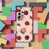 Fruit Peach Srawberry Case For Samsung S22,S25,Ultra,S24,S23,FE,S20,S10,Plus,S21,S9,Lite,Soft Silicone Black