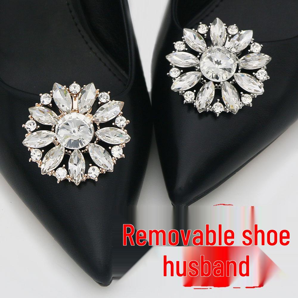 Crystal Sunflower Shoe Buckle: Detachable High Heel Decoration Accessories for Weddings