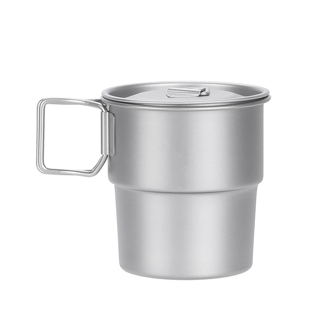 Stackable Coffee Mugs Titanium Camping Cups 300ml Foldable Handle Outdoor Coffee Mugs Reusable