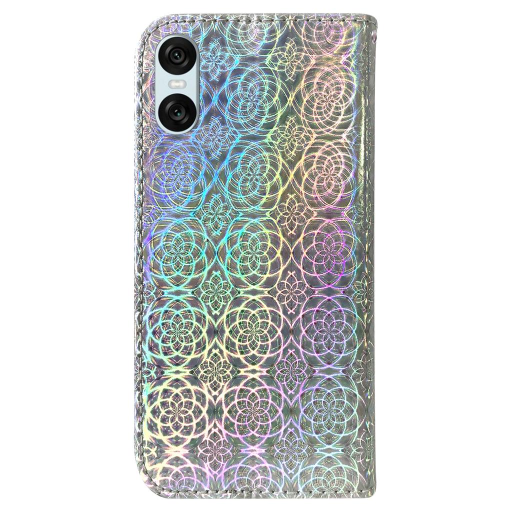 For Sony Xperia 10 VI Wallet Cover Dazzling Flower PU Leather Magnetic Clasp Protective Phone Case