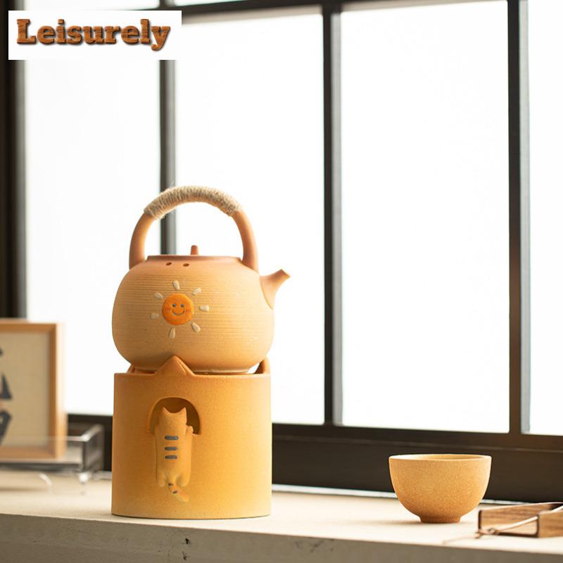 Cat Cat Cafe Керамическая спиртовая плита Набор Креативный солнечный подъемный луч Грелка Чайник Домашняя уличная кипящая вода Печь для обжарки чая