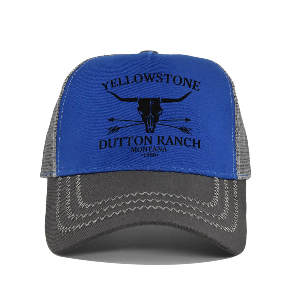 Cotton Front Mesh Back Trucker Cap, Bull Skull Print Adjustable Snapback Baseball Hat Unisex Western Style Outdoor Sports Sun Hat