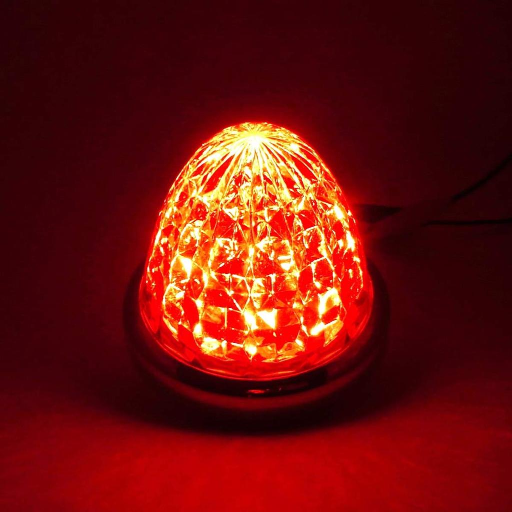 24В Светодиодный Маркерный Фонарь Боковой Маркер Хромированное Кольцо Принадлежности для Грузовиков Комплект из 2 шт. (красный)