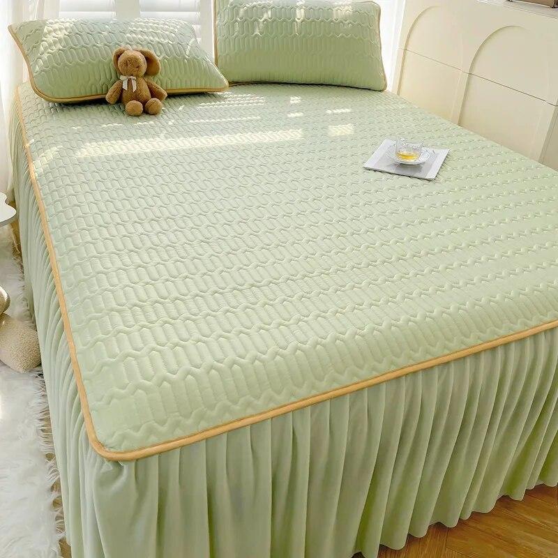 Летний комплект прохладных простыней из латекса, благоприятный для кожи, моющийся, кондиционер, юбка-кровать, нескользящие защитные чехлы для матраса