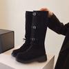 Yueyu Versatile Miu Boots Women's 2025 New Strap High Knight Boots Square Head Buckle But Knee Boots