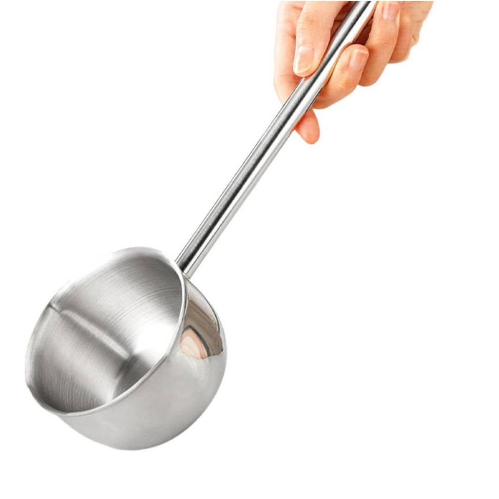 Маленький горшок из нержавеющей стали для наливания масла, бытовой специальный инструмент с маленькой ложкой для горячего масла, кухонный горшок для наливания масла, отжима и нагрева масла.