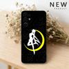 Чехол для телефона S-Sailor Anime Moon для Samsung S26,25,24,23,22,30,21,10,9,Ultra,Plus,Lite Черный Мягкий Чехол