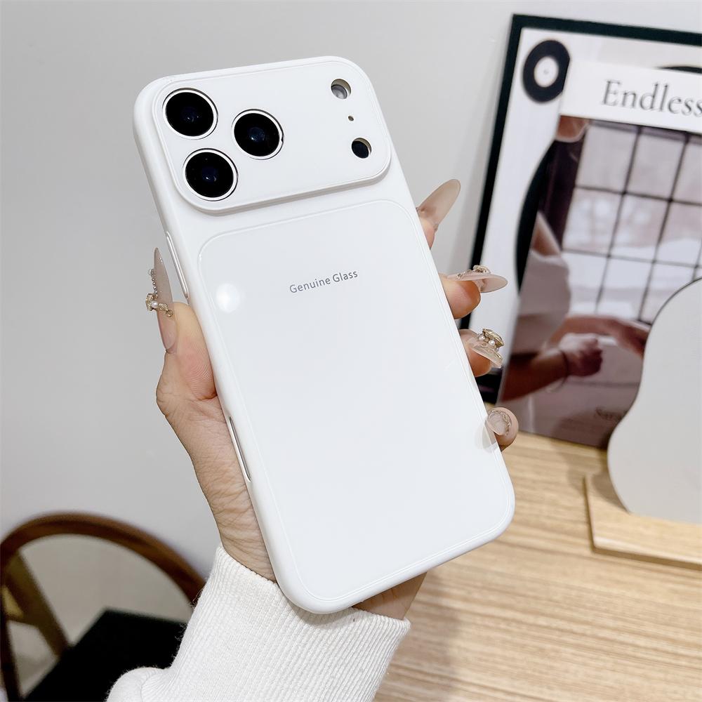 Оригинальный глянцевый ударопрочный чехол из стекла для iPhone 17 16 15 14 13 12 11 Pro Max Plus Макаронный конфетный цветной чехол для iPhone Air