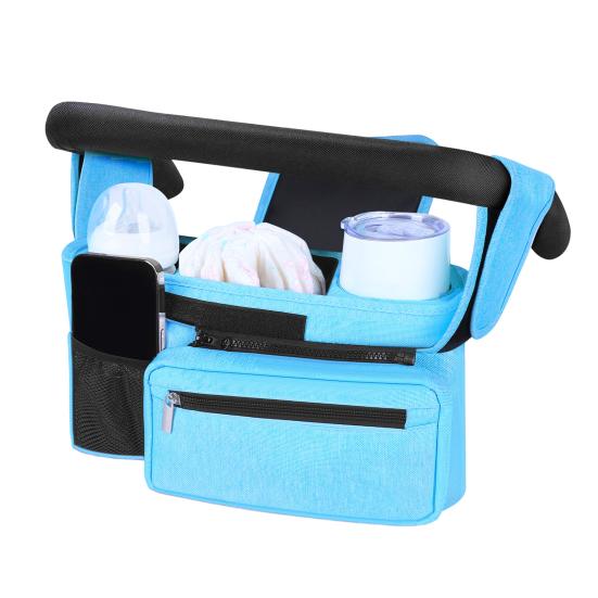 Stroller Storage Bag, for with Adjustable Straps, Waterproof Oxford Fabric Multi-Compartment Organize, for Baby Bottles Diapers Keys