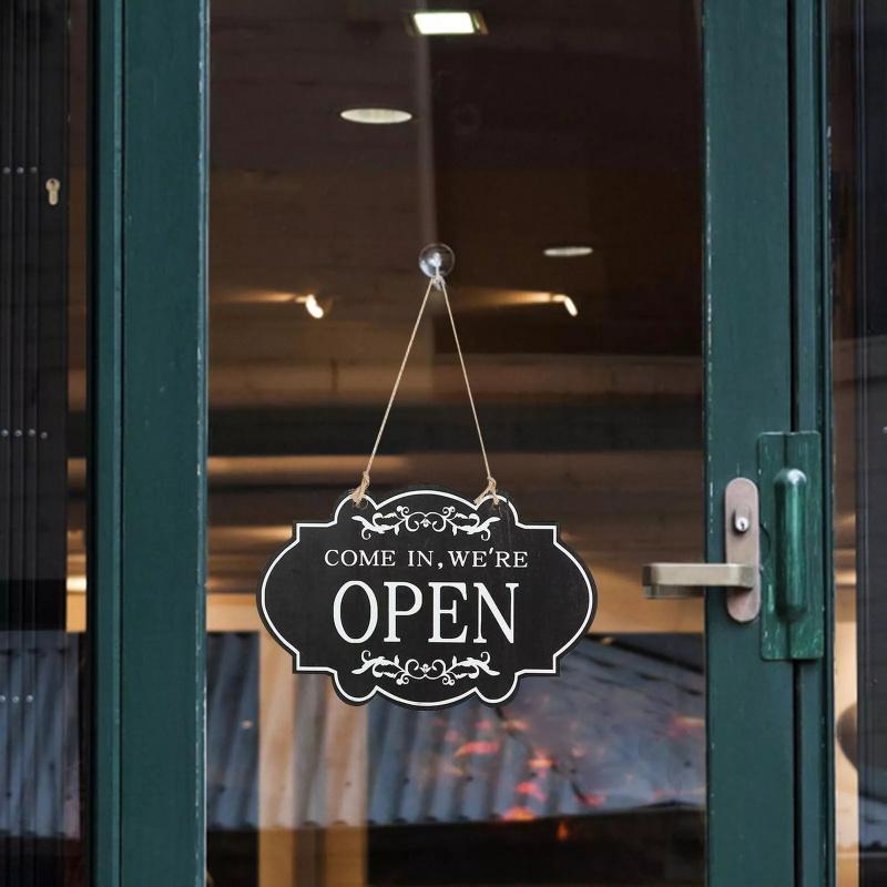 OPEN/CLOSED Sign Wooden Double-sided Shop Window Sign Hanging Open Closed Sign