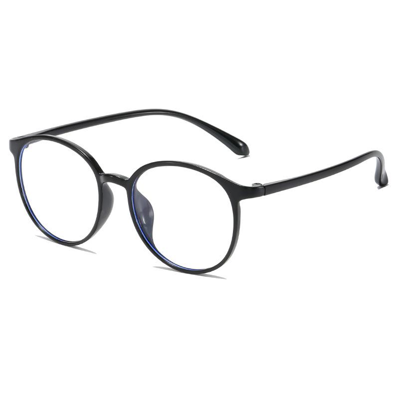 Anti-Blue Flat Glasses Hinge Frame Trendy Plain Face Small Retro Round Glasses Frame Simple