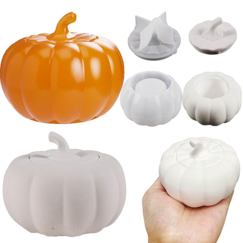 3D Pumpkin Jar Resin Mold Storgae Box with Lid Silicone Molds Storage Container Crystal Epoxy Mould Jewelry Making