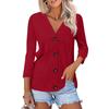 Women's Fashion Casual Print Button-down Shirt 3/4 Long Sleeve Tops