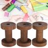 3pcs Wood Wooden Spools Dark Brown Wooden Bobbins Thread Organiser Sewing Spools  Crafts DIY