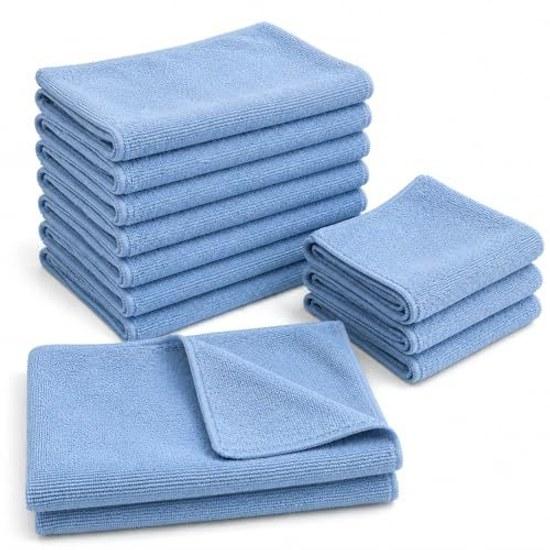TARO WORKS Car Wash Towel Microfiber Cloth 3050cm Light Blue 12 Piece Set Absorbent Wiping Coating Finish Interior Cleaning Commercial