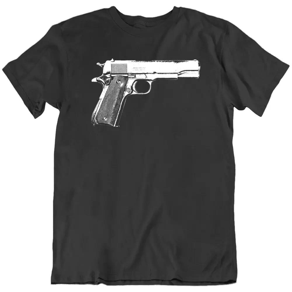 Армейский пистолет Colt M1911, Спортивная футболка с принтом, Подарок, Новый