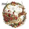 Seasonal Winter Room Decor Xmas Snowman Hanging Ornament, Round Acrylic Santa Reindeer Christmas Tree Decorations Door Sign for Festive Window