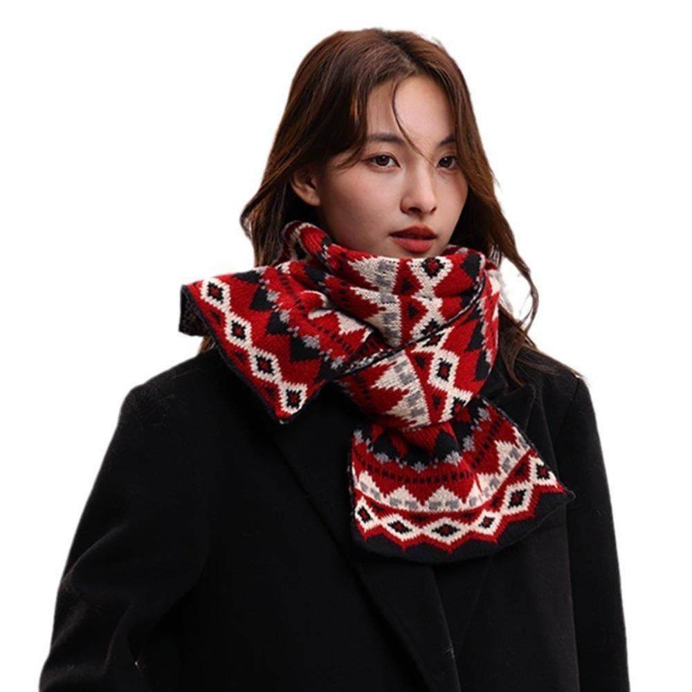 Korean Style Women Scarf Jacquard Woolen Neckerchiefs Fashion Winter Knitted Scarves Gifts