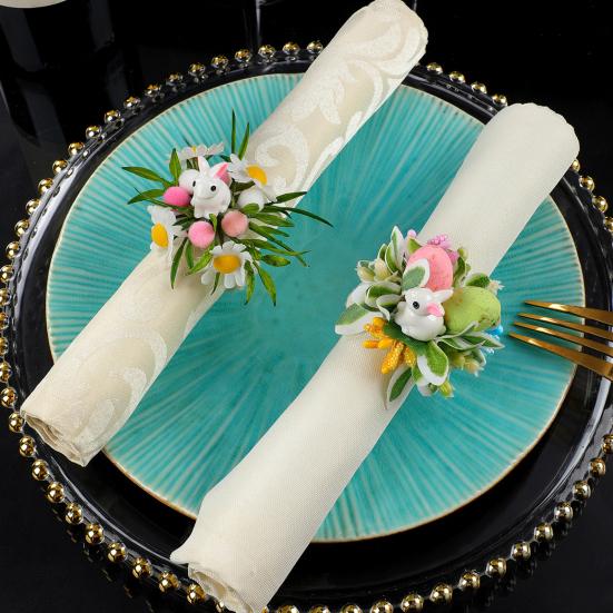 Кольцо для салфетки «Пасхальный кролик», держатель для салфетки с дизайном кроличьих ушей и пасхального яйца, праздничное весеннее украшение стола для званого ужина