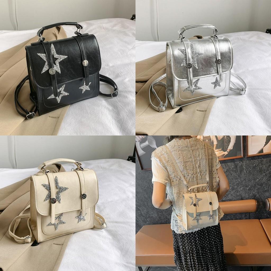 Stylish Casual Retro Large Capacity Backpack 2024 Summer Minimalist Design In Black Silver Cream