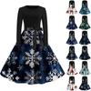 Women's Fashion Round Neck Casual Slim Christmas Printed Long Sleeve Dresses