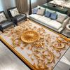 European Style Luxury Decorative Rug for Living Room Gold Flower Lounge Coffee Tables Mat Non-slip Washable Large Bedroom Carpet