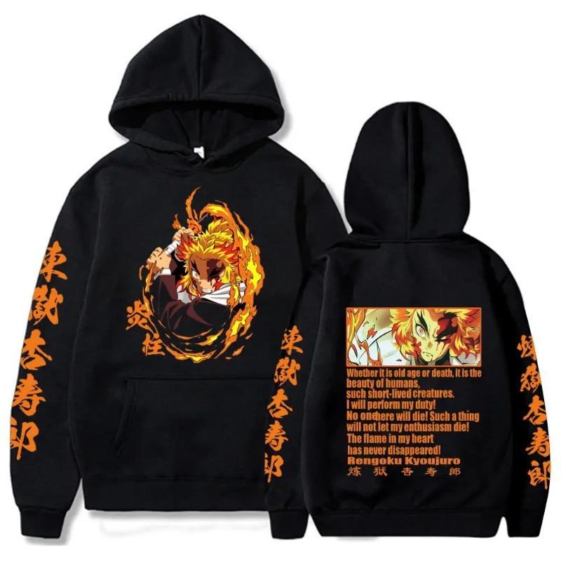Japanese Animation Kamado Nezuko Rengoku Kyoujurou Hoodies Harajuku Akaza Agatsuma Zenitsu Streetswear Tops Sweatshirt