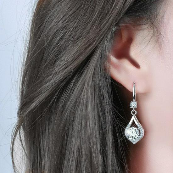 Elegant Korean-Style Zircon Teardrop Earrings for Women