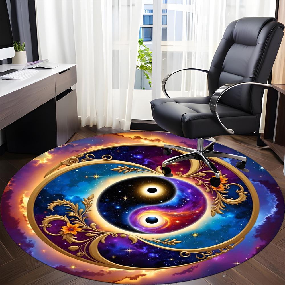 1pc Cosmic Yin Yang Symbol Chair Carpet for Office Non-Slip Mat for Office - Decorative Floor Mat  yy251030222