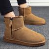 Мужские новые классические мужские зимние короткие ботинки из натуральной замши с меховой подкладкой, плюшевые утепленные нескользящие удобные ботинки