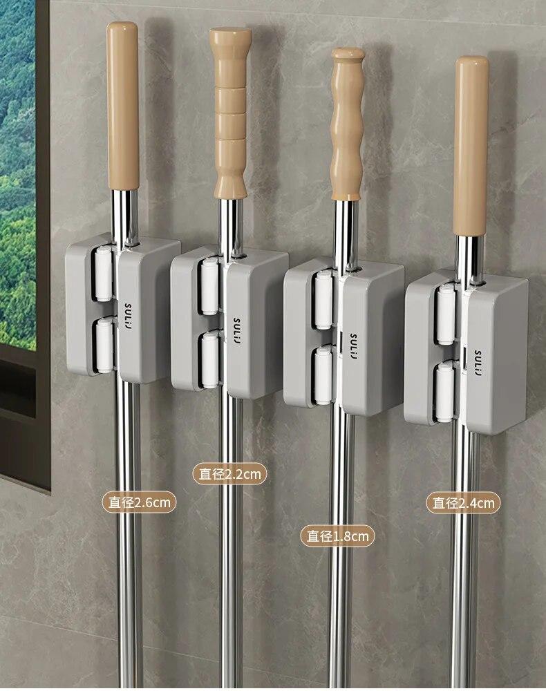 1/2pcs Adhesive Multi-Purpose Hooks Wall Mounted Mop Organizer Holder RackBrush Broom Hanger Hook Kitchen Bathroom Strong Hooks