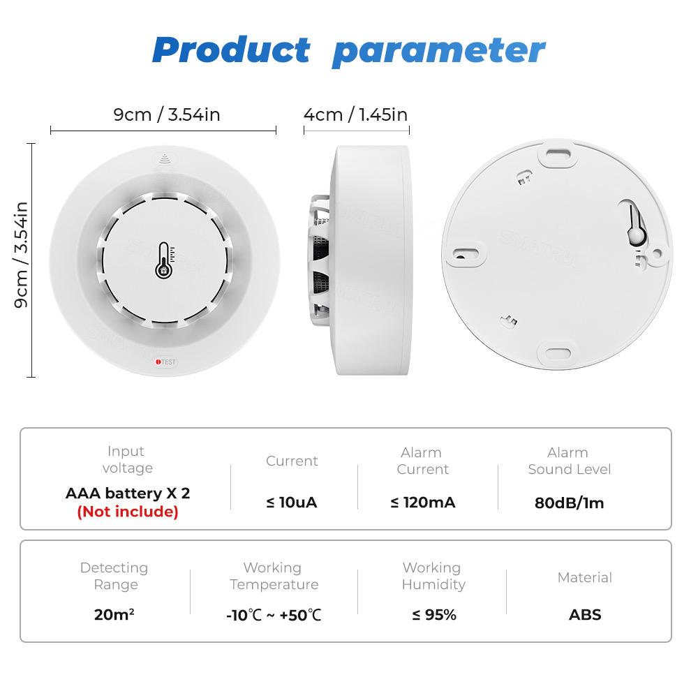 Tuya WiFi Temperature and Humidity Sensor Smoke Detector Protection Alarm Smoke House Combination Firefighters