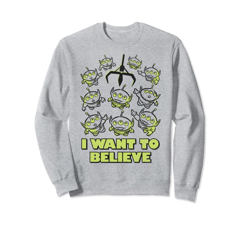 Disney Pixar Toy Story Alien Claw "I Want to Believe" Sketch Sweatshirt