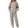 2 шт./комплект женский костюм с капюшоном и брюками с принтом, длинные рукава, толстый верх, эластичный пояс, облегающие брюки, спортивный костюм для фитнеса, осенне-зимний спортивный костюм