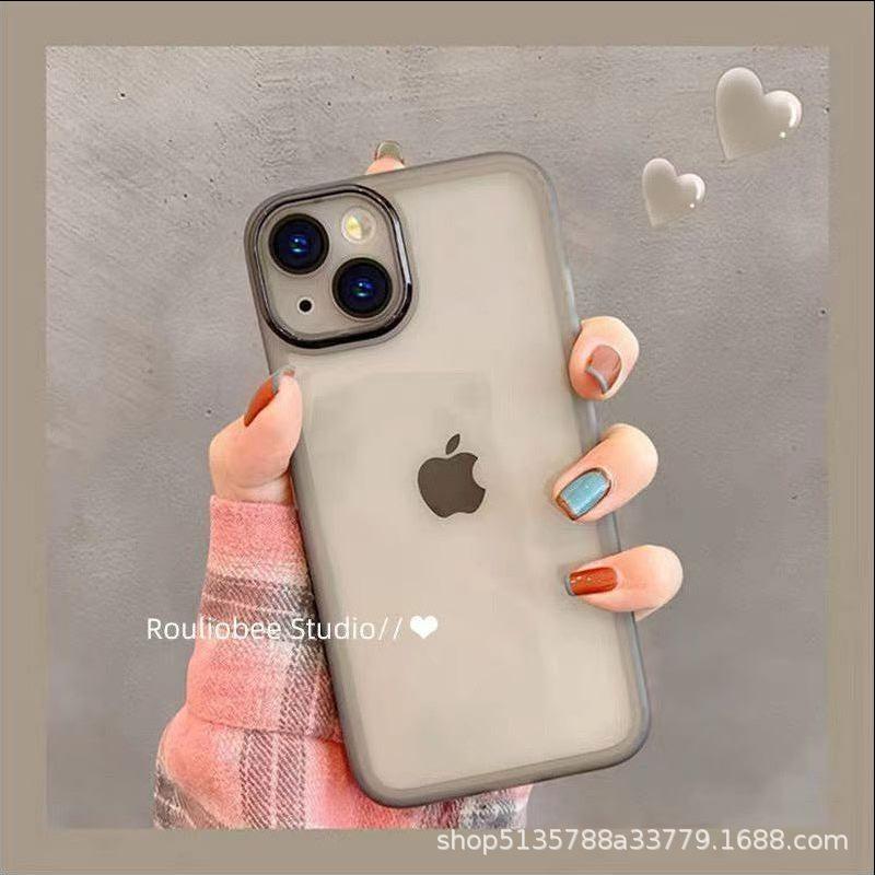 Apple 14 Phone Case iPhone 16 Pro Max with Built-in Lens Protector Transparent 15/13 XS/XR/7P Anti-Fingerprint