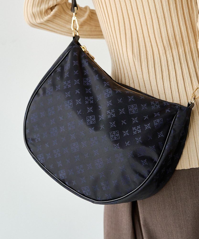 Russet Monogram Nylon Jacquard Round 2-Way Shoulder Bag RUZ1052222A0012 Free Size Navy