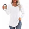 Autumn Winter Round Neck Hot Selling Long Sleeved Women's Top with Chest Stripe T-Shirts Women’s
