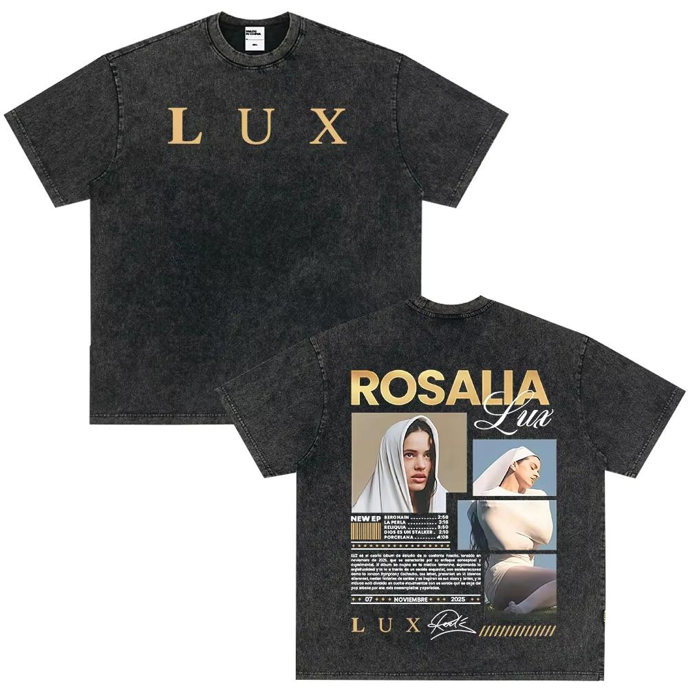 Винтажная стираная футболка с графическим принтом Singer Rosala LUX Ablum Мужская Женская Модная Одежда Футболка Повседневная Хип-хоп Оверсайз Футболки