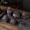 Purple Pottery Tea Ornaments Supportable Lucky Toad Decoration Handmade Creative Tea Tray Decoration Tea Pet