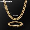6MM Gold Bracelet Necklace 8/18/20/24 Inch Hip Hop Necklace Bracelet Set for Women Man Fashion Wedding Party Jewelry