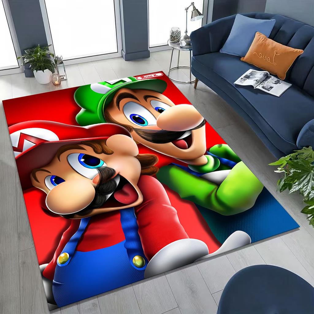 2026 New Retro Mario Cartoon Gift Rug for Bedroom Living Room Sofa Home Doormat Decor, Large Kids Play Non-slip Floor Mat