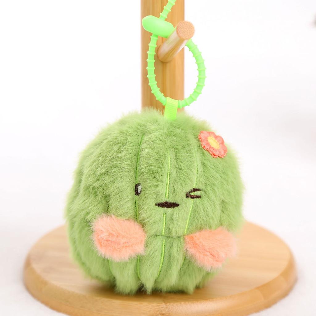 Pink Cactus Plush Doll Keyring With Short Plush Material For Bag Decoration